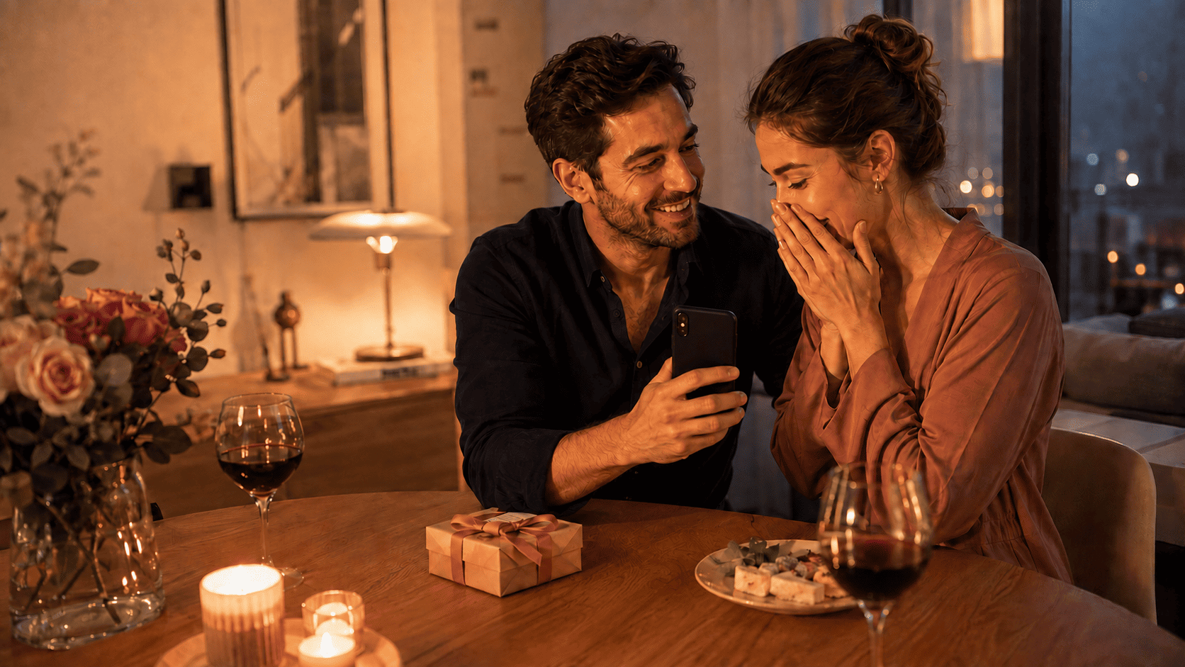 Ein Paar feiert seinen Jahrestag mit einem persönlichen Last-Minute-Geschenk